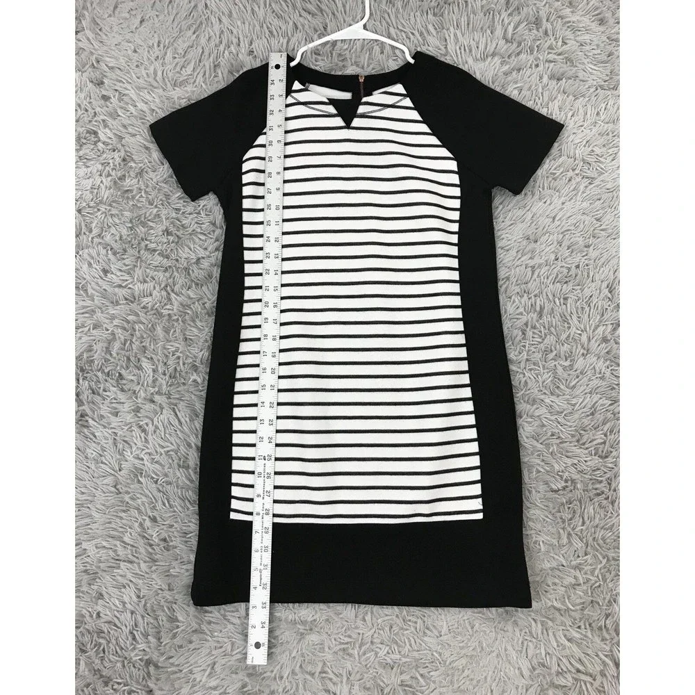 Lou‎ & Grey Knit Tunic Dress Size M Black White Stripe Short Sleeves